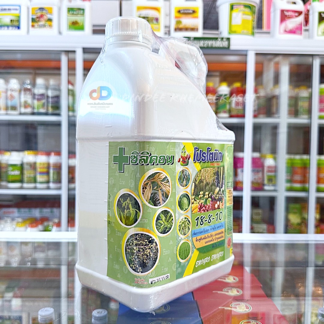 ปุ๋ยน้ำ 18-8-10 + ซิลิคอน ขนาด 5 ลิตร เพิ่มการแตกใบอ่อน ฟื้นฟูต้นหลังเก็บเกี่ยว บำรุงผลอ่อน