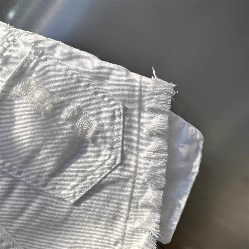 กางเกงขาสั้น แต่งขาด ทรงเอวสูง พร้อมส่งในไทย