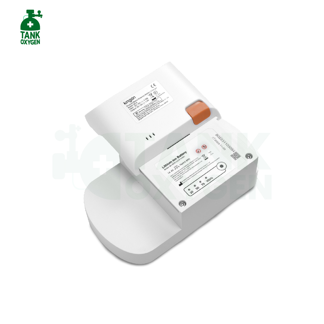 Kingon รุ่น P2-S4 เครื่องผลิตออกซิเจนพกพา ระบบ Pulse Dose สามารถใช้งานได้ทั้งภายในบ้าน บนรถยนต์ มีแบตเตอรี่สำรอง