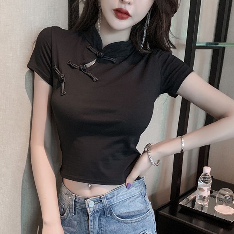 เสื้อยืดแขนสั้นเซ็กซี่ กี่เพ้า เสื้อตรุษจีน CN2325