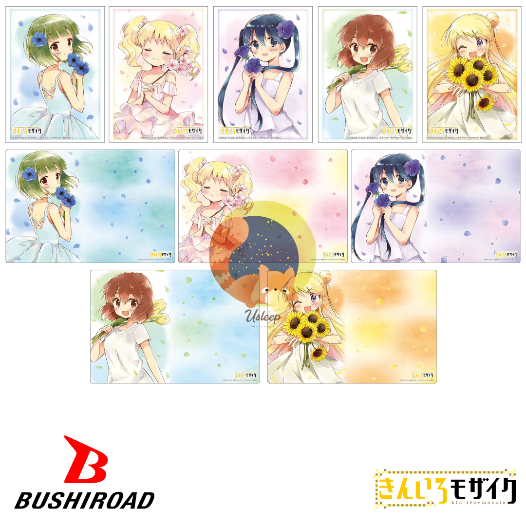 [PRE-ORDER] Bushiroad Sleeve & Rubber Mat V2 Kiniro Mosaic: Shinobu Omiya, Alice Cartelet, Aya Komichi, Yoko Inokuma, Karen Kujo