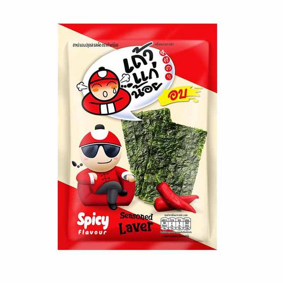 8858702438759 เถ้าแก่น้อย สาหร่ายอบ รสเผ็ด 15g
