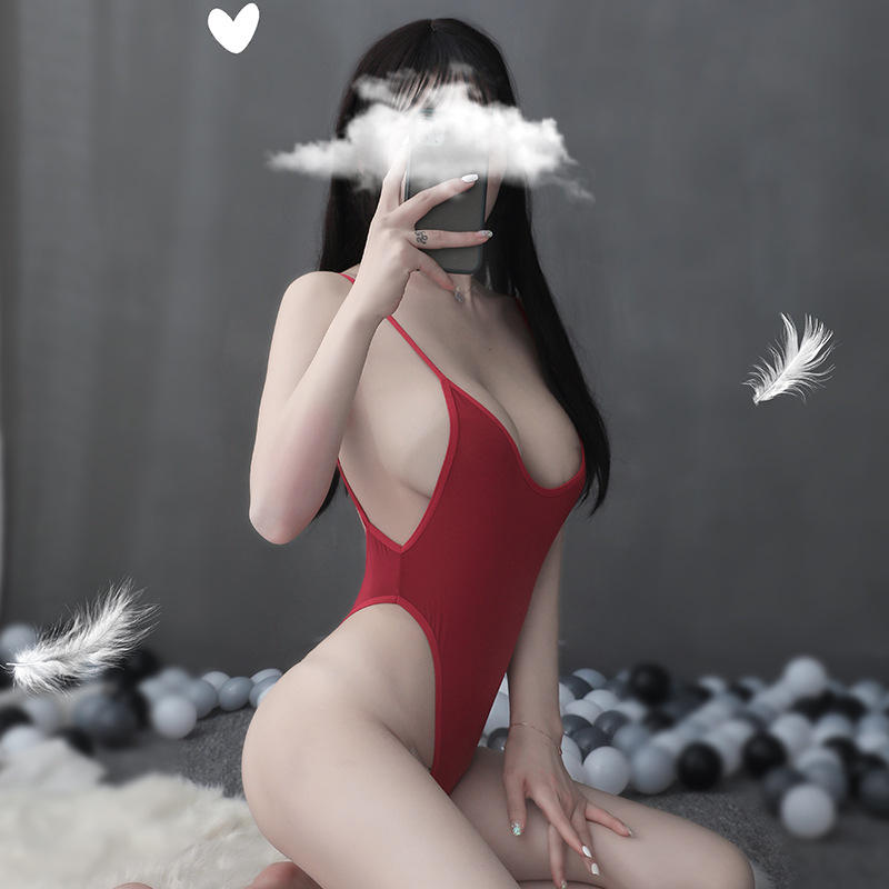 บอดี้สูทแดง เว้าหลัง X19116-G Bodysuit