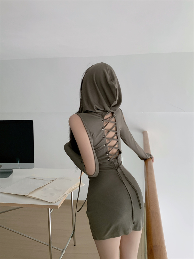 เดรสเขียวม้า เดรสฮูด เซ็กซี่ รหัส CN9122