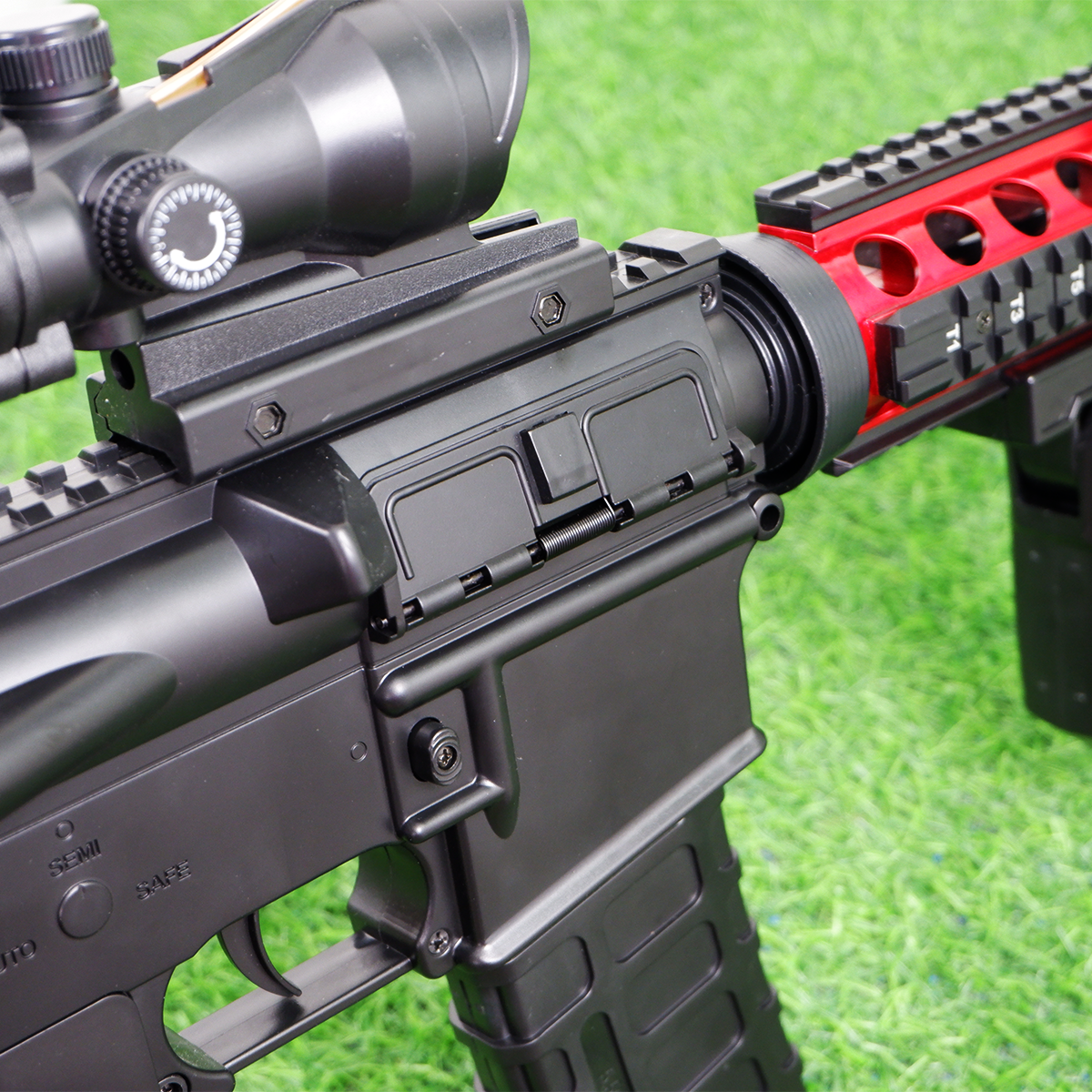 (24)M4A1 สีดำ แดง ตัวท็อป 200FPS ปืนเจลไฟฟ้า ของเล่น ยิงรัวได้ Semi Auto ได้