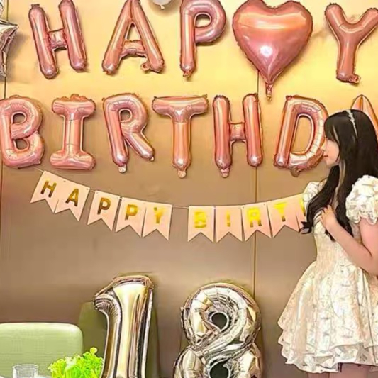 ลูกโป่ง อักษร Happy Birthday เเบบตามรูป ตกเเต่งงาวันเกิด