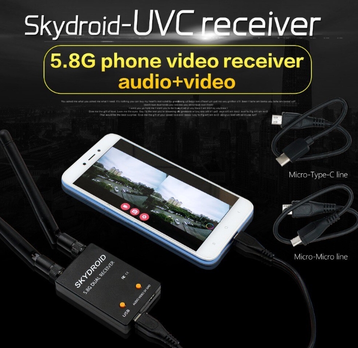 Skydroid UVC Dual Antenna Control Receiver OTG 5.8G FPV Receiver ตัวรับภาพ ต่อเข้ามือถือ รองรับ Android