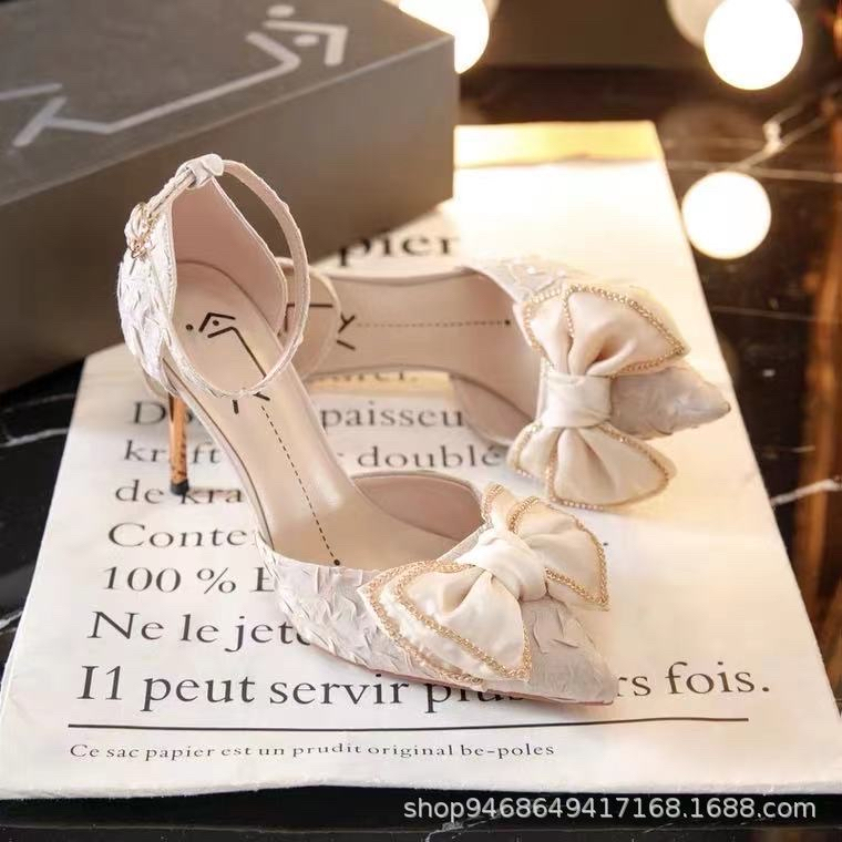 รองเท้าส้นสูง โบว์เจ้าหญิง คุณหนูผู้ดีสุดๆ พื้นนิ่ม รหัส SH777