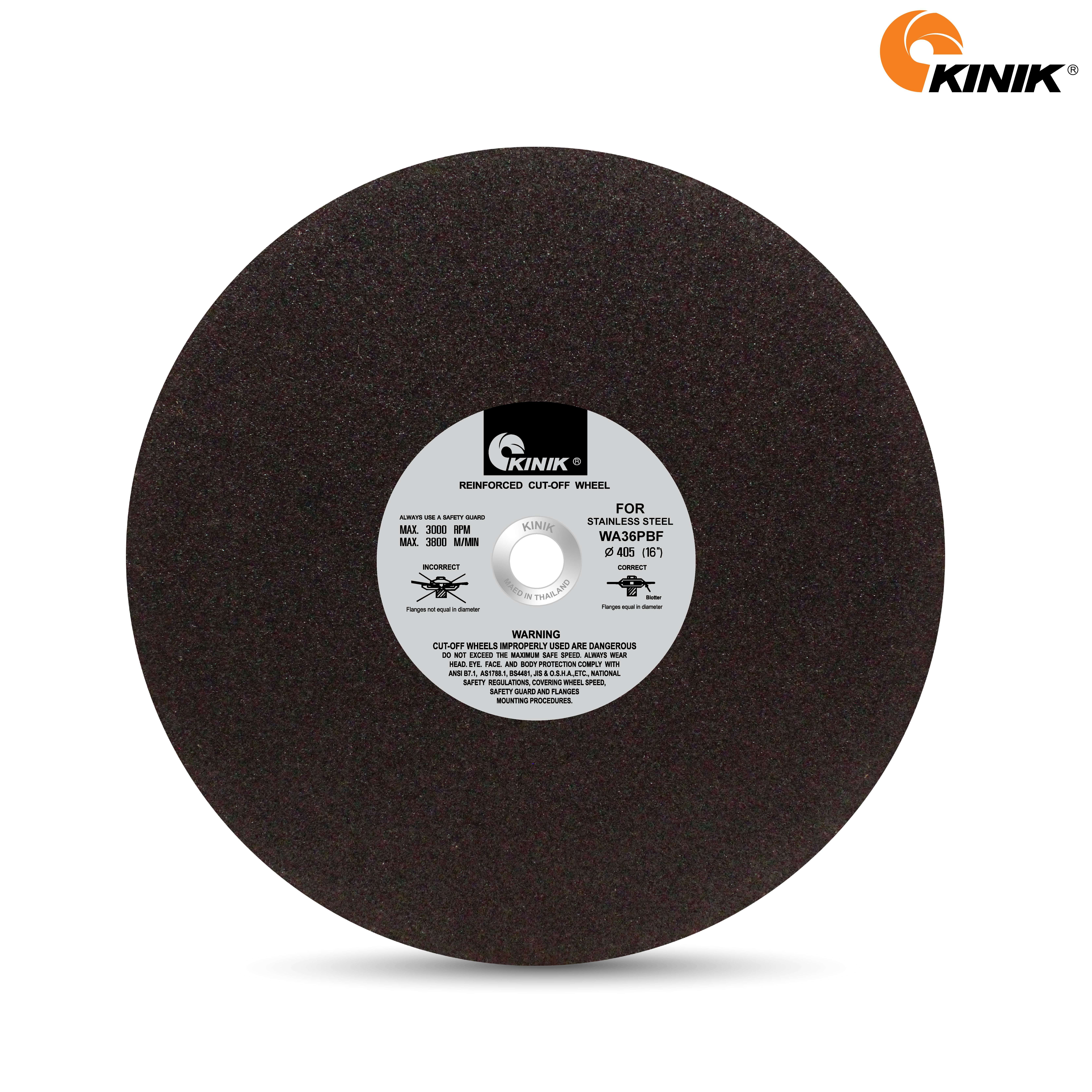 แผ่นตัดสเตนเลส KINIK WA36PBF30 405x3.5x25.4 mm.
