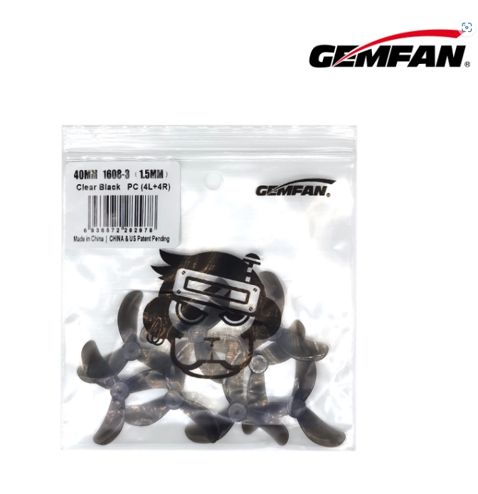 Gemfan 1608-3 40mm 3-Blade Whoop Propeller (1mm - 1.5mm Shaft - 1ถุง 8ใบ สุ่มสี)