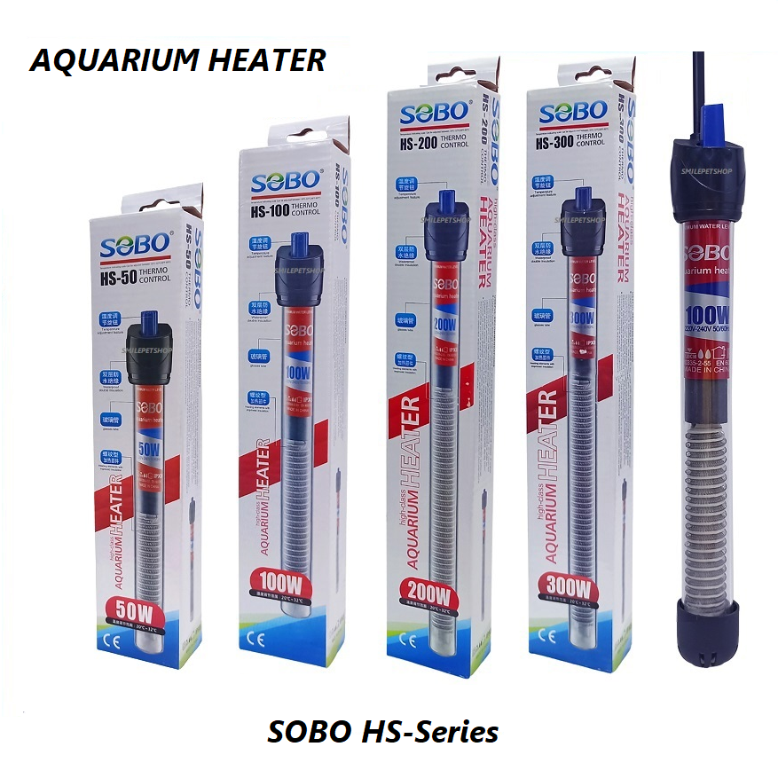 SOBO AQUARIUM HEATER HS-Series(ฮีตเตอร์ทำความร้อนสำหรับตู้และอ่างเลี้ยงปลา ควบคุมอุณหภูมิให้คงที่ ป้องกันปลาป่วย)