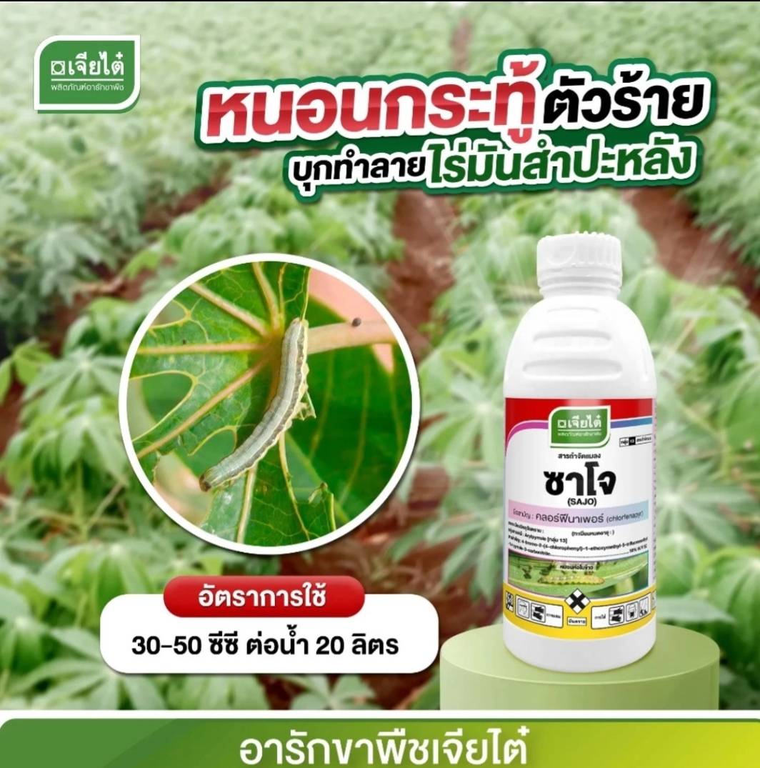 ซาโจ -คลอฟีเนาเพอร์ ขนาด 1 ลิตร #กำจัดหนอนชอนใบ หนอนห่อใบข้าว หนอนม้วนใบข้าว