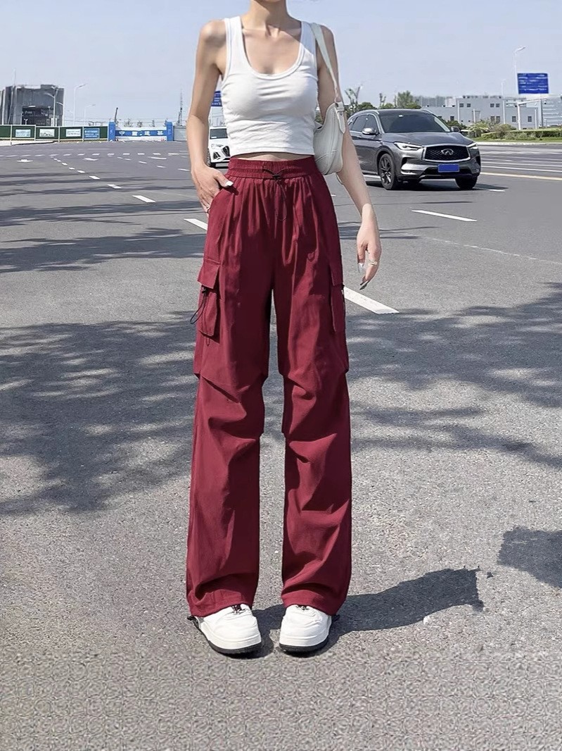 กางเกงวอร์ม สตรีท เอวสูง รุ่นกระเป๋าข้าง รหัส CN101