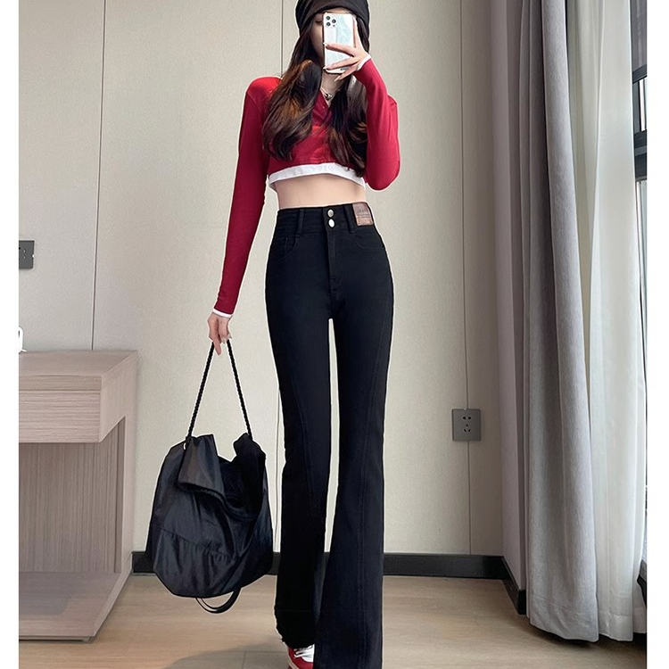 กางเกงยีนส์ ขาม้า เอวสูง รหัส Y004