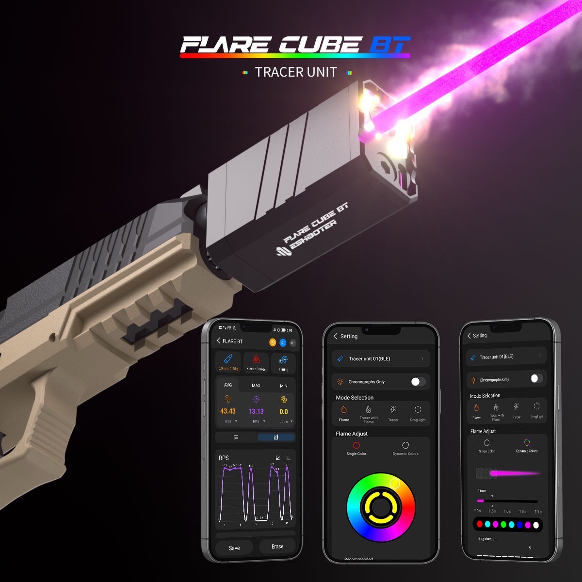 Tracer flare Cube BT tracer v801 สำหรับปืนสั้น Glock