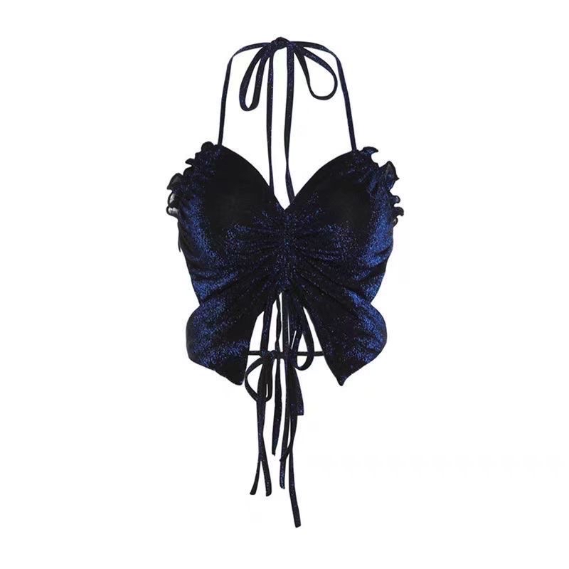 เสื้อครอป สายเดี่ยว ผีเสื้อ วิ๊ง CN2648