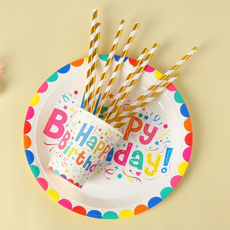 จาน แก้ว หลอด กระดาษ แฟนตาซีปาร์ตี้ วันเกิด ปีใหม่แพค 10 ใบ