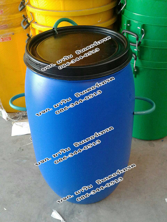 ถังขยะทรงกระบอก ความจุ 150 ลิตร มีฝาสีดำ