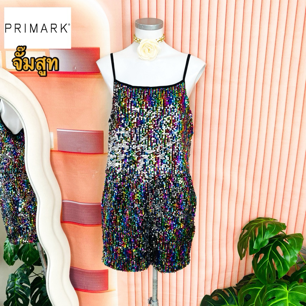 ไซด์ S-M แบรนด์ primark แท้ 100%🌸จั๊มสูท งานเกล็ดวิบวับ สีรุ้ง ใส่ออกงาน ทรงเข้ารูป เดรสออกงาน ชุดปาร์ตี้