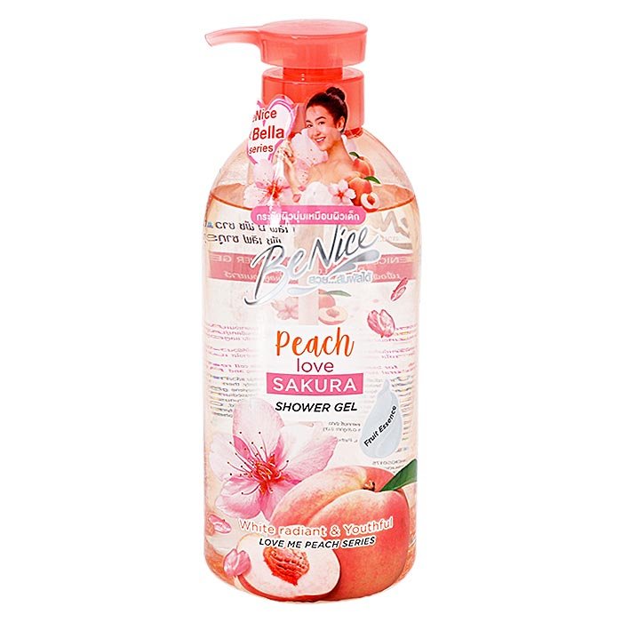 8851989081557 บีไนซ์เจลอาบน้ำพีชเลิฟซากุระ 450มล.