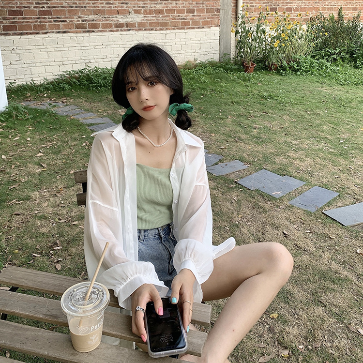 เสื้อเซิ้ต คลุมแขนยาว บาง สไตล์เกาหลี รหัส พร้อมส่ง TS116