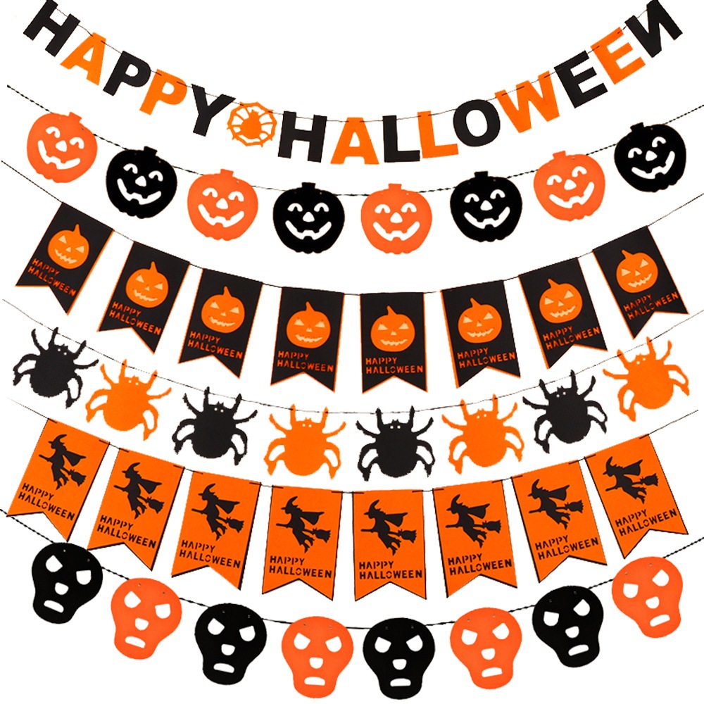 ป้ายเเขวนฮาโลวีน พร้อมริบบิ้นแขวน ป้ายตกเเต่งวันฮาโลวีน