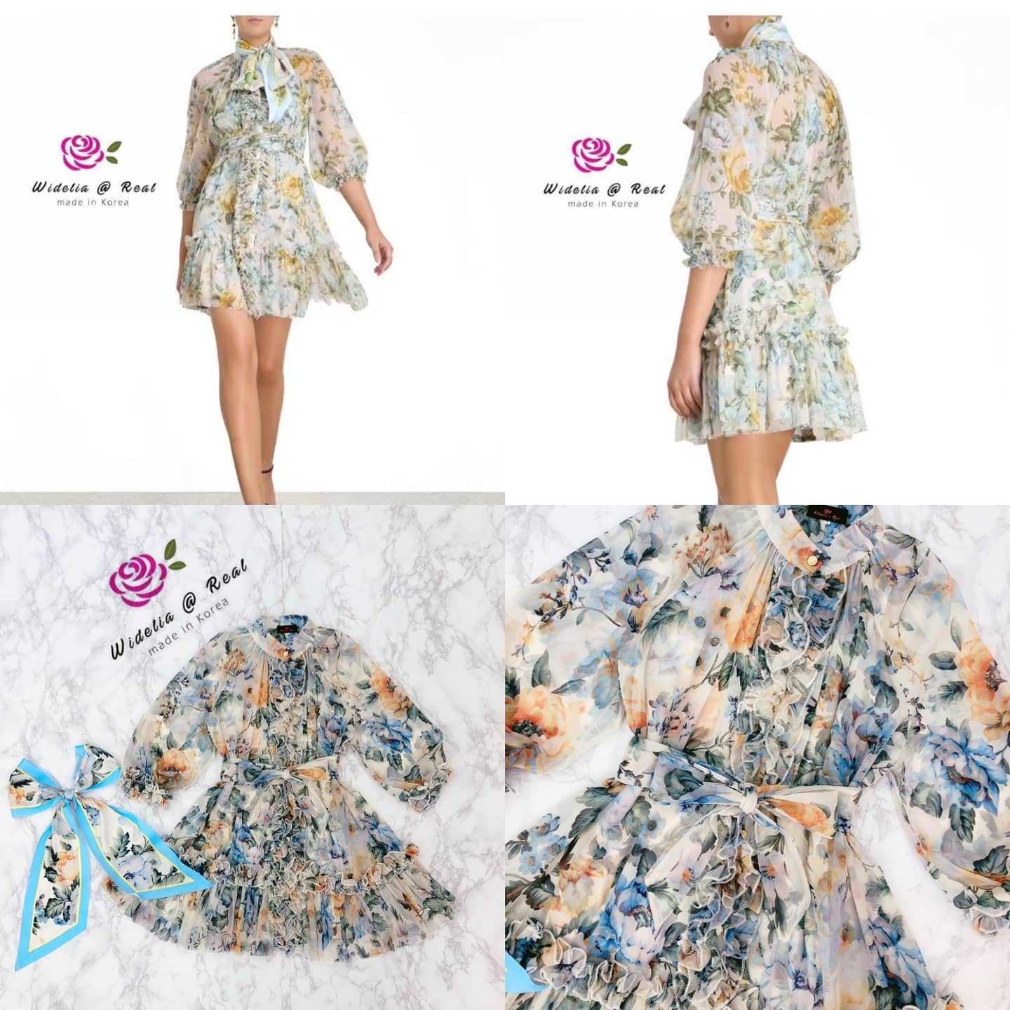 🌹 S 🌹 Widelia@Real Zimmermann มินิเดรสตัวสั้น แขนยาว