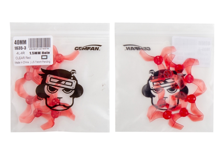Gemfan 40mm 1635-3 Ducted 3 Blade รูแกน 1-0mm - 1.5mm Prop fpv racing drone ใบจิ๋ว Tiny whoop 1ถุง 8ใบ สุ่มสี