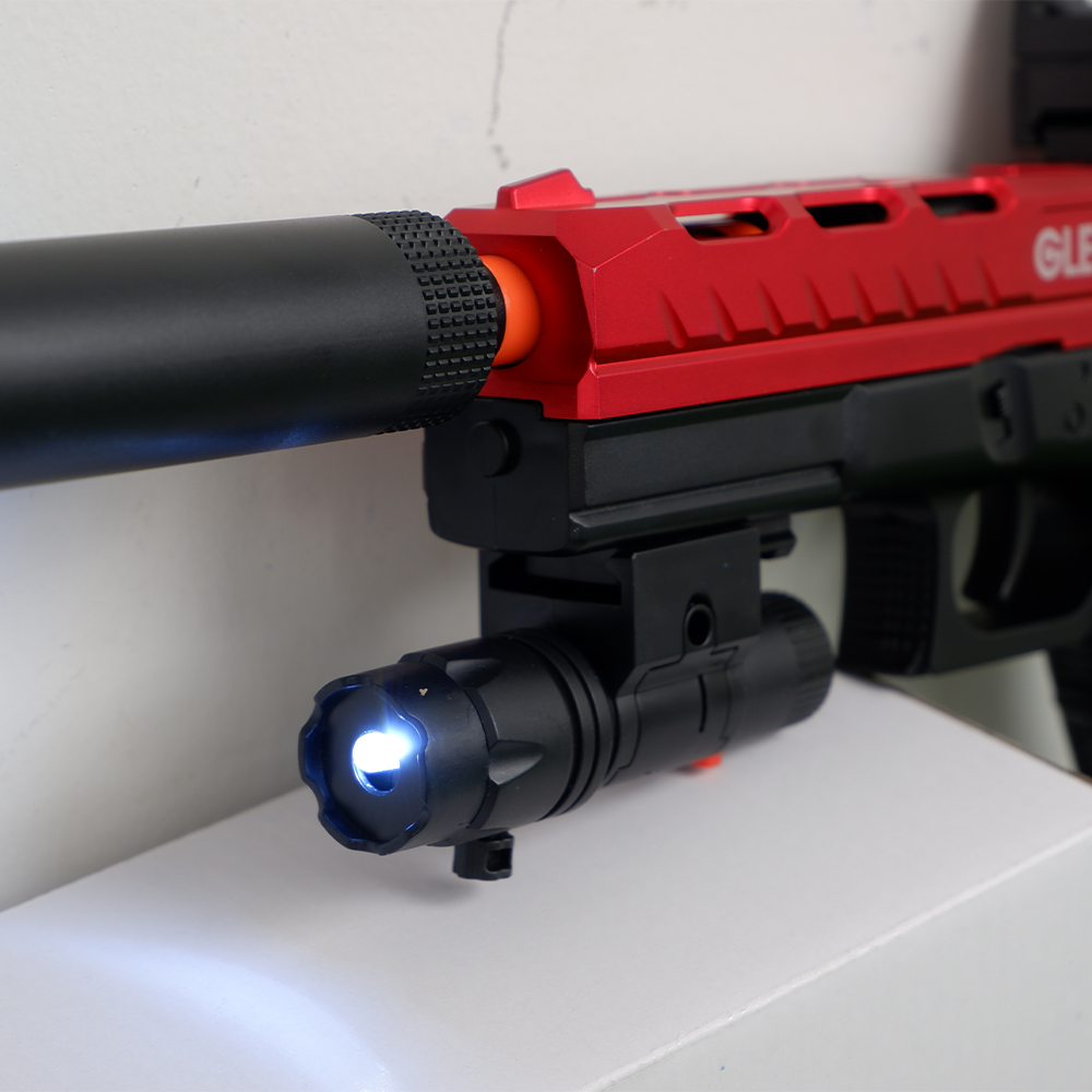 (10)GLOCK สีดำแดง ปืนเจลไฟฟ้า ของเล่น ยิงรัวได้ ชักยิงได้