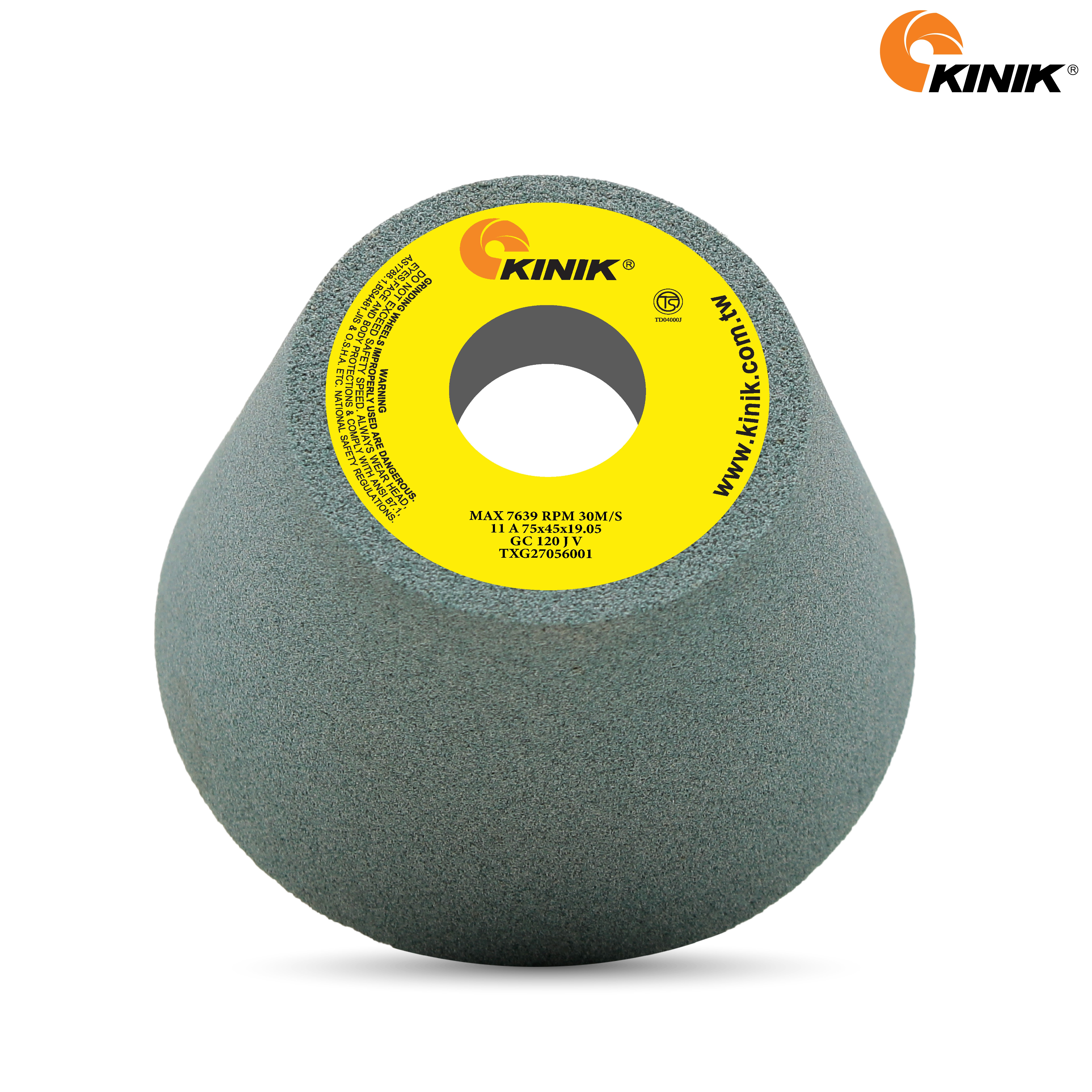 หินถ้วยเทเปอร์ KINIK GC120JV11A 75x45x19.05 mm.