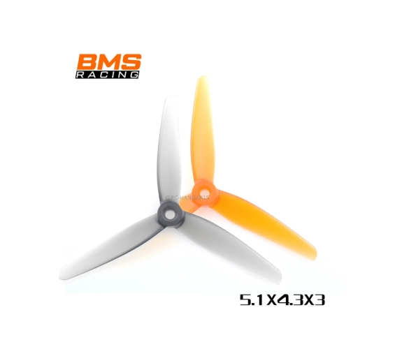 HQProp BMS Racing Prop 5.1X4.3X3 (2CW+2CCW)-Poly Carbonate ใบพัด 5นิ้ว 1ถุง 4ใบ สุ่มสี