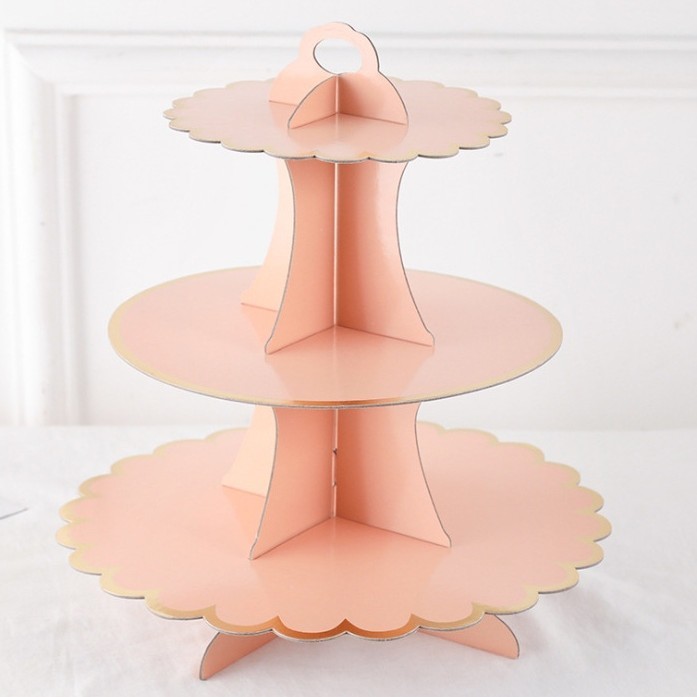 ชั้นวางเค้กกระดาษ แท่นวางเค้ก ชั้นวางคัพเค้ก ตกเเต่งงานปาร์ตี้