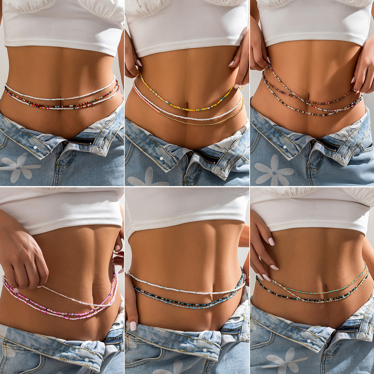 ลูกปัดชายหาด โซ่เอวสะดือ เครื่องประดับเซ็กซี่ Waist Chain G4240