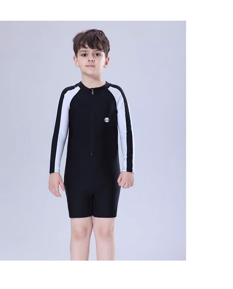 ชุดว่ายน้ำเด็ก แขนยาว ชาย/หญิง พร้อมหมวก SW5006 พร้อมส่งในไทย