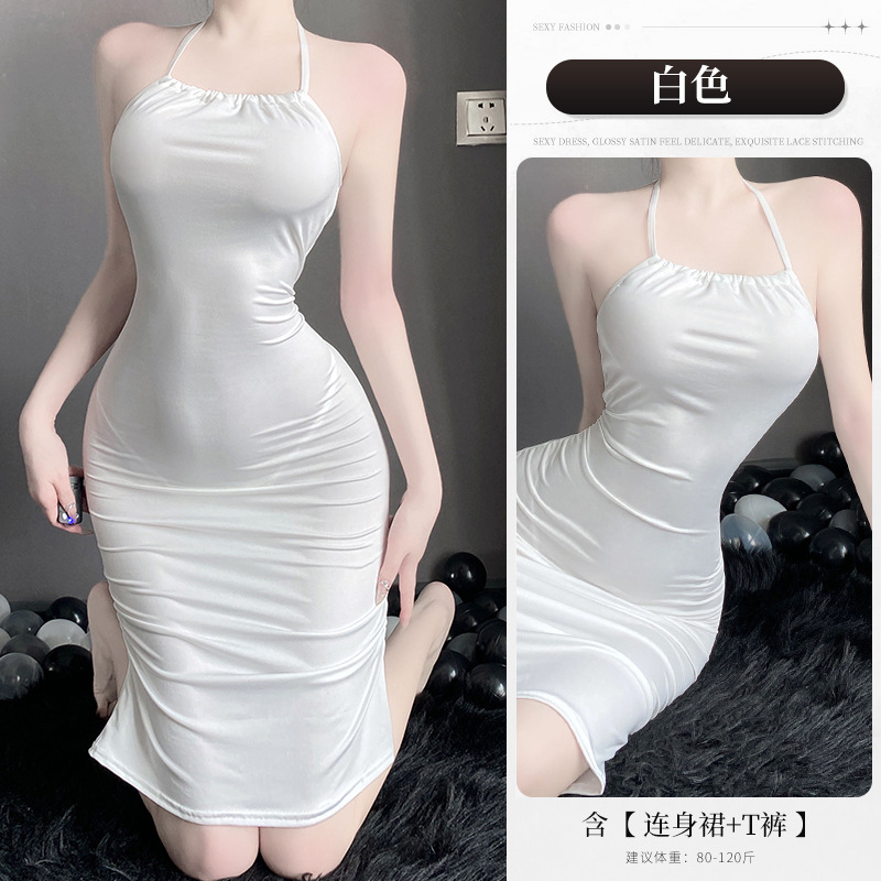 ชุดเดรสสายเดี่ยว ชุดนอน X8607-P