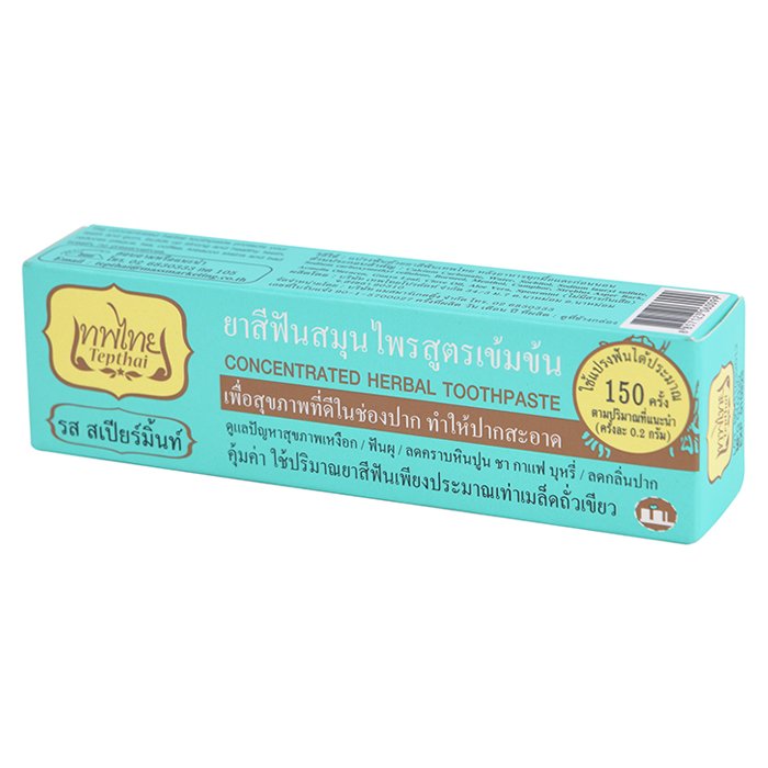 8857123060099 ยาสีฟันเทพไทยสมุนไพร สูตรสเปียร์มิ้นท์/เขียว 30g