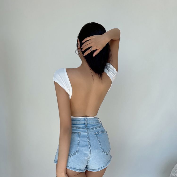 เสื้อบอดี้สูท โชว์หลัง สายฝอ CN1166