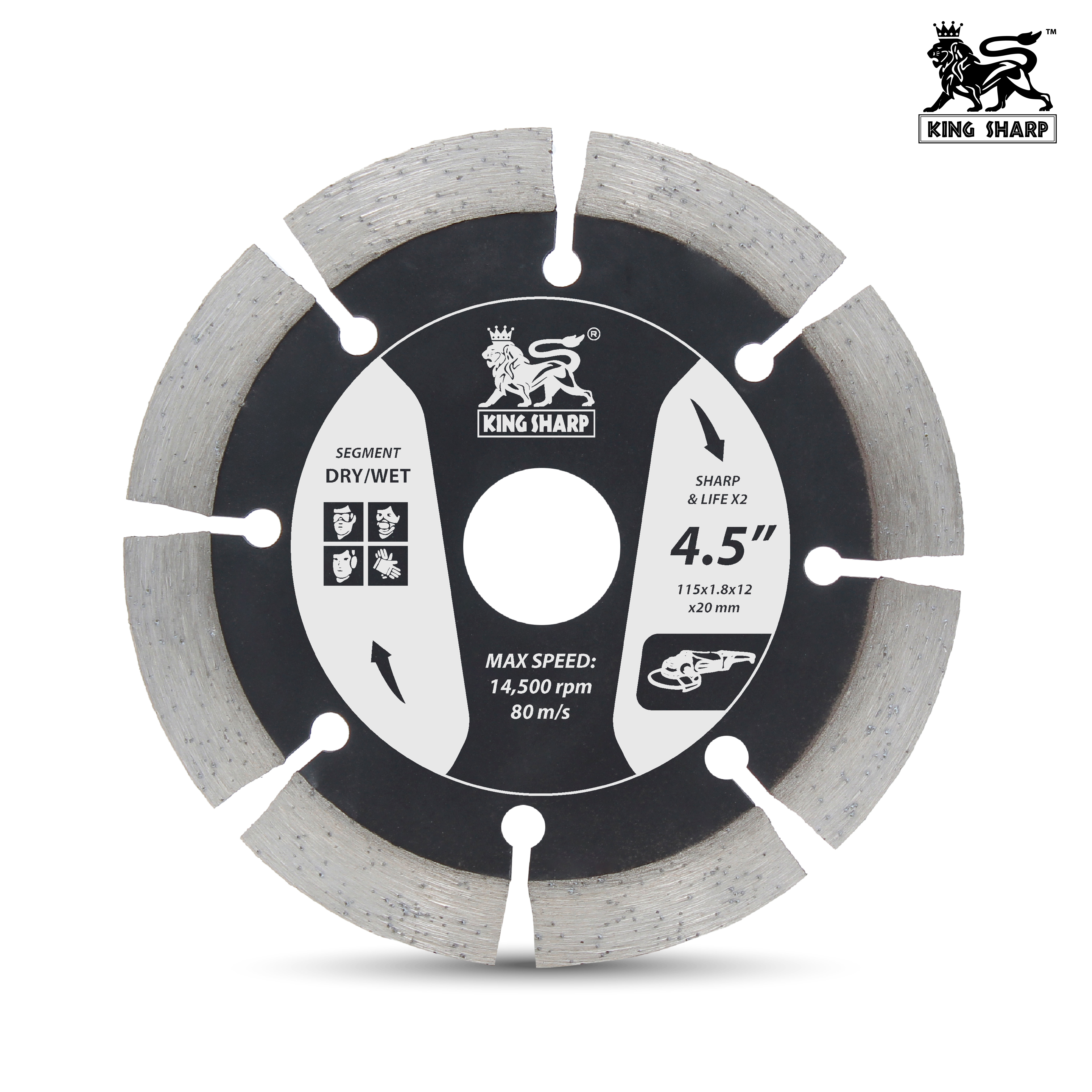 ใบเพชรตัดหิน KINGSHARP SEG-BLK 115x1.8x12x20 mm.