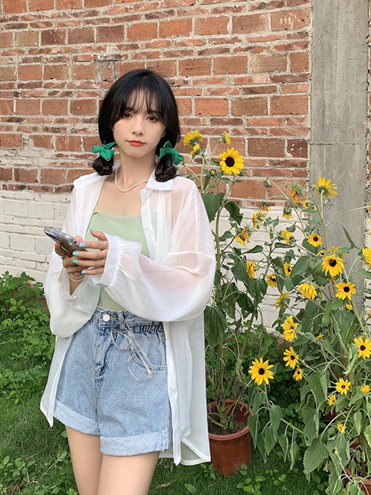 เสื้อเซิ้ต คลุมแขนยาว บาง สไตล์เกาหลี รหัส พร้อมส่ง TS116