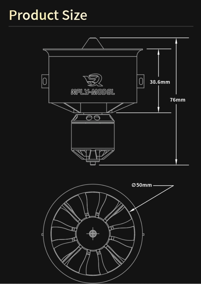 XFly Galaxy 50mm 12-Blade ducted fan with 2627-KV5500 motor (3S version) / 2627-KV4600 motor (4S version) EDF System with Outrunner Brushless Motor