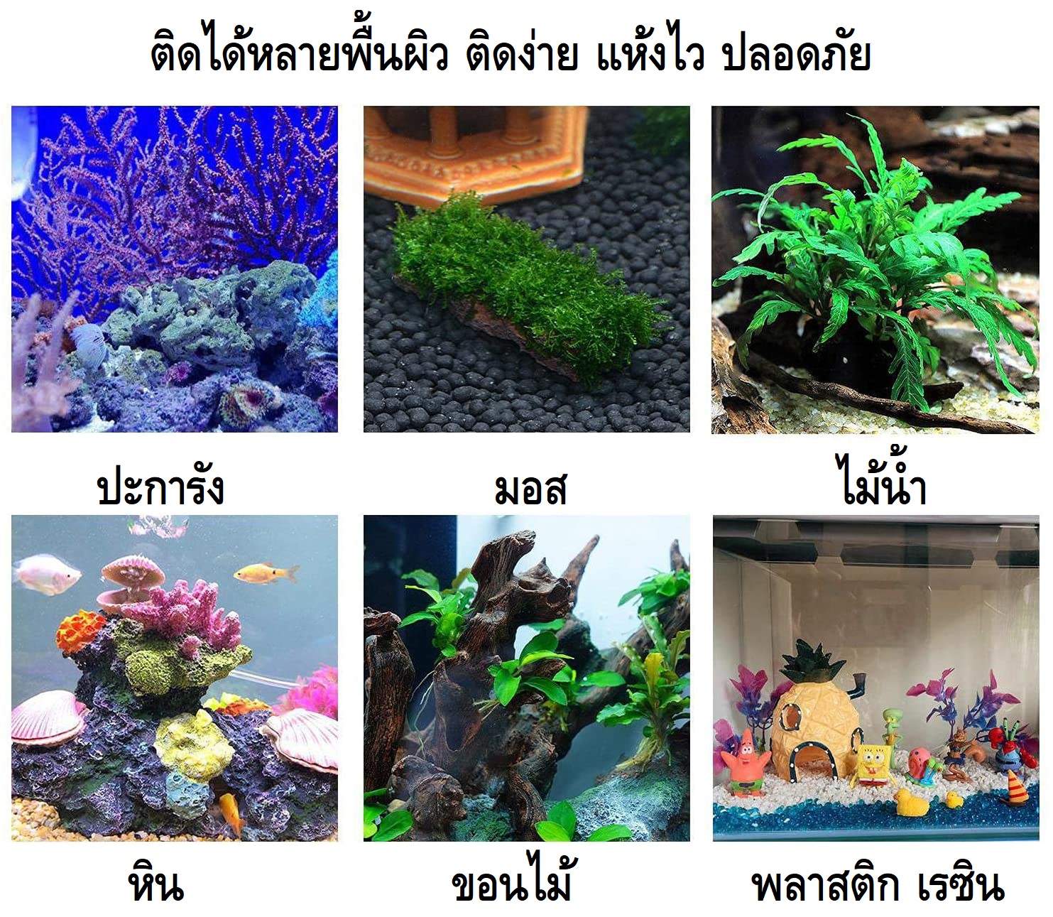 AQUA WORLD AQUARIUM ADHESIVE 5g.(กาวติดไม้น้ำ มอส ปะการัง ขอนไม้ หิน เจลใส ติดง่าย แห้งไว ติดใต้น้ำได้ ปลอดภัยต่อปลา)