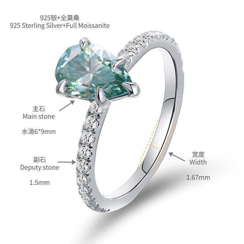 [สั่งผลิต] R3-0032-Green แหวนเพชรโมซาไนท์ 1.5 กะรัต