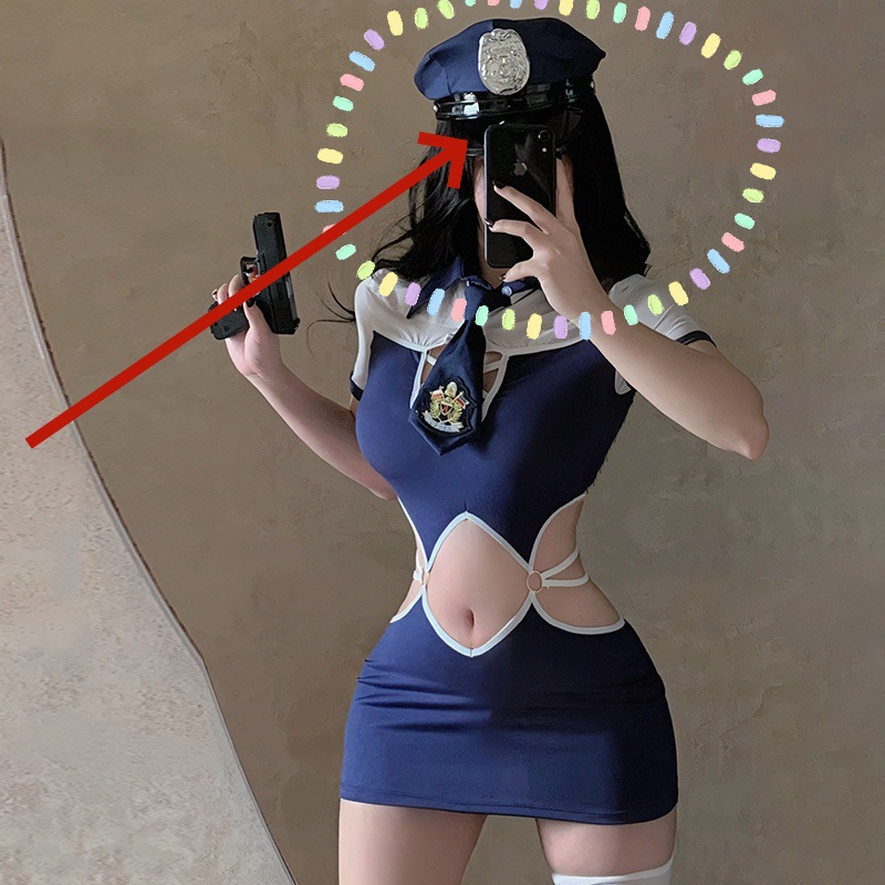 ชุดคอสเพลย์ ชุดเดรสตำรวจ เว้าเอว สีกรม X2073-P