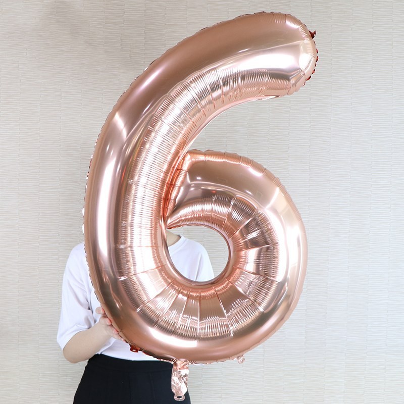 ลูกโป่งตัวเลข 0-9 สีชมพู โรสโกลด์ 40-42 นิ้ว ลูกโป่งฟอยล์ตัวเลข เทศกาลต่างๆ