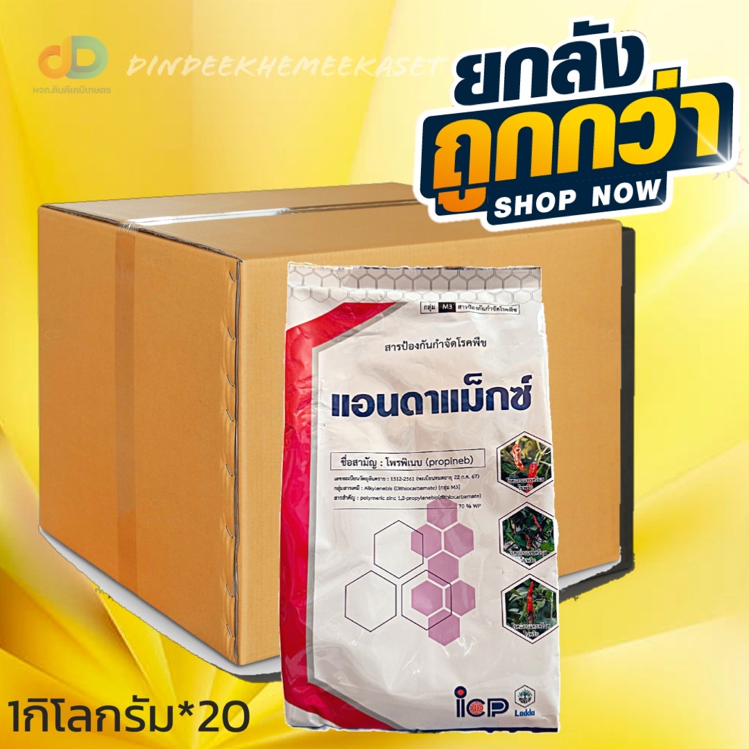 (ยกลังx20)แอนดาแม็กซ์ สารโพรพิเนบ 1 กิโลกรัมออกฤทธิ์แบบสัมผัส ป้องกันและรักษาเข้าไปยับยั้งการงอกของโคนิเดียมของเชื้อรา