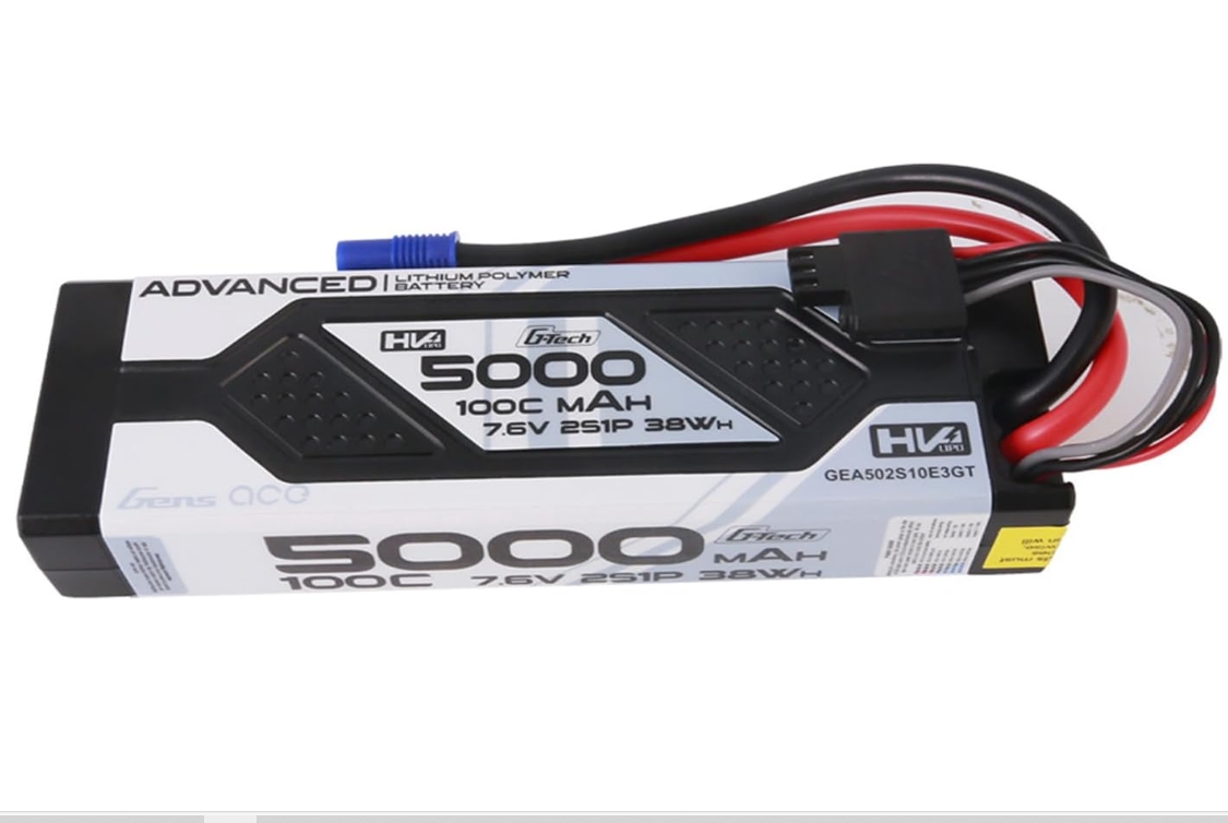 Gens ace G-Tech High Voltage 7.6V 5000mAh 100C 2S Lipo Battery HardCase