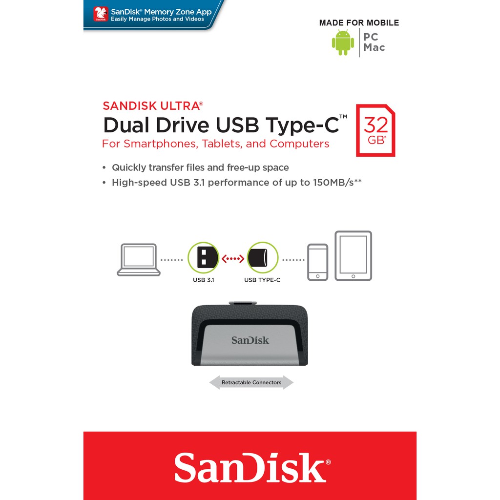 SanDisk Dual Drive USB3.1 T-C SDDDC2