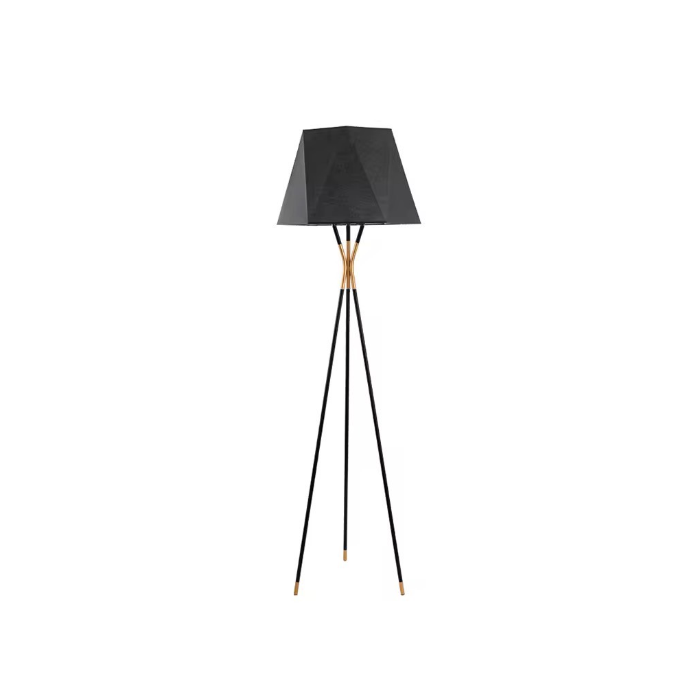 โคมไฟหัวโคมทรงเหลี่ยม Geometric Shade Floor Lamp Iron +Fabric Black LED E27x1