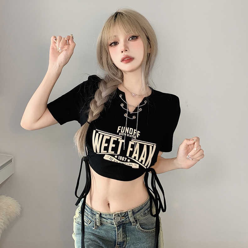 เสื้อครอป แขนสั้น Weet Faak รหัส CN145 พร้อมส่งในไทย