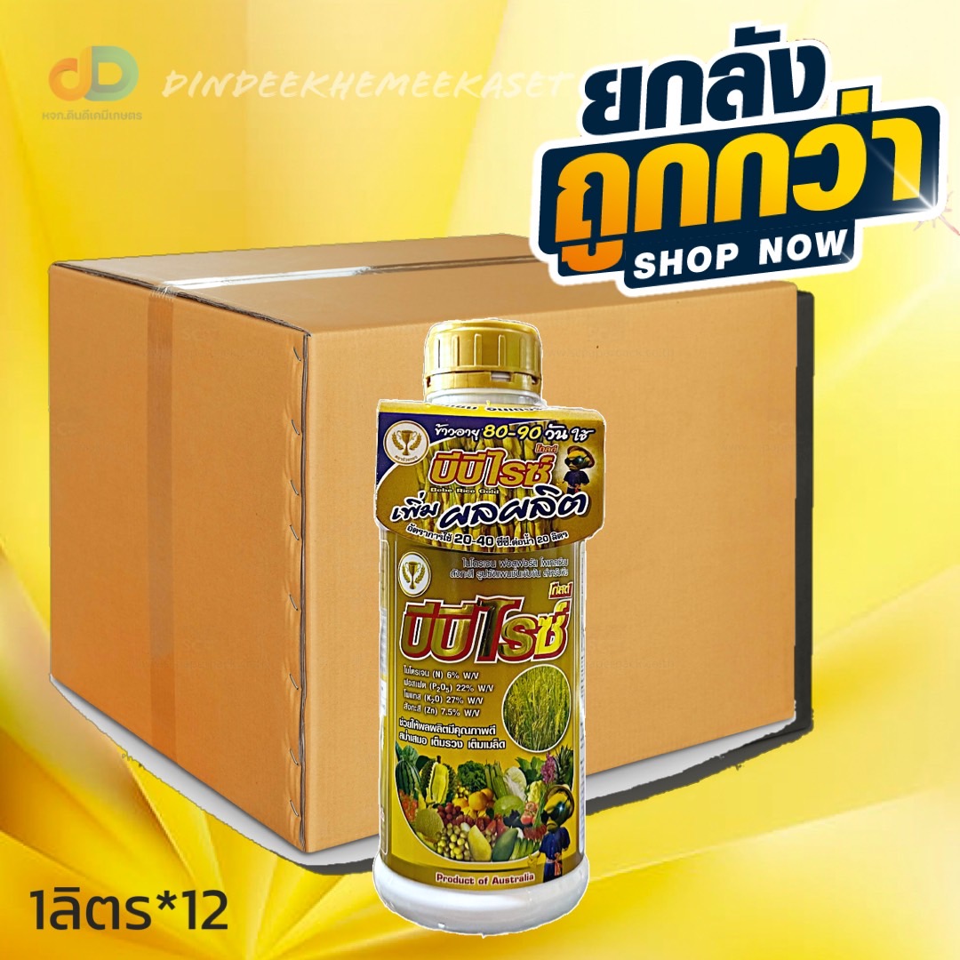 (กดสั่งครั้งละ 1 ลัง!ยกลัง*12ขวด) บีบีไรซ์ โกลด์ (เพิ่มผลผลิต) น้ำหนักดี สีสวย เมล็ดใส ขนาดบรรจุ 1 ลิตร